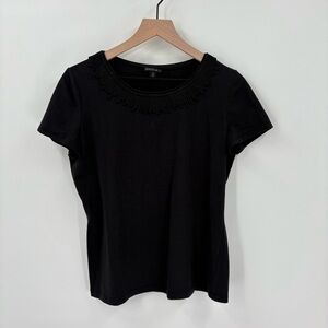 Lafayette 148 New York Black Short Sleeve‎ Shirt Medium